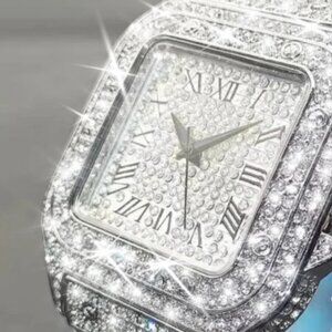 Royale Arabic Iced Out Watch Diamond watch plus 4 costume rings.